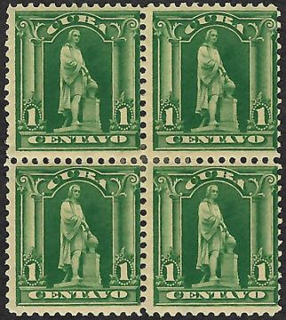 1899 SC 227 Cuba Stamp Block, 1 centavo, (Unused)
