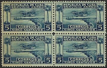1927 SC C1 Block 4 stamps, Correo Aereo, 5 cents.