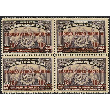 1930 SC C3 Cuba stamp block, 10