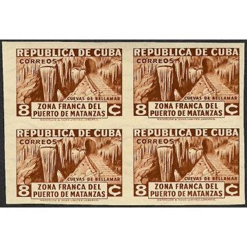 1936 SC 328 Cuba Stamp Imperforated block, 8 cents