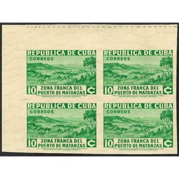 1936 SC 329 Cuba Stamp Imperforated block, 10 cents