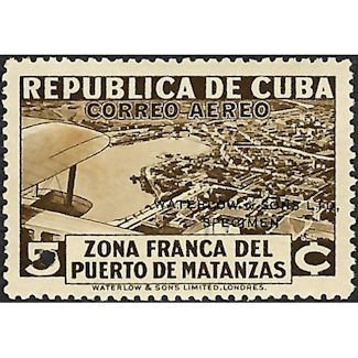 1936 Cuba Specimen stamps, Scott C18,  Diff. color as issued