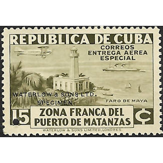 1936 Cuba Specimen stamps, Scott CE1,  Diff. color as issued