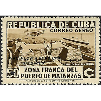 1936 Cuba Specimen stamps, Scott C21,  Diff. color as issued
