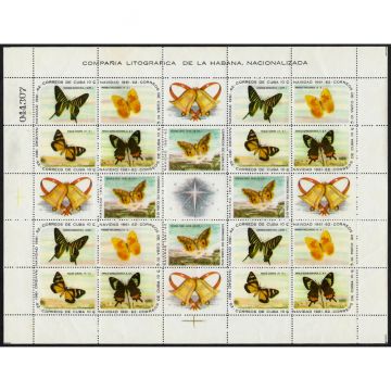 1961 SC 696-700 Last Christmas stamps sheet of 5 sets Mariposas