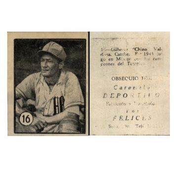 Gilberto Chino Valdivia Baseball Card No. 16 - Cuba