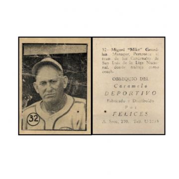 Miguel Angel Gonzalez Baseball Card No. 32 - Cuba.