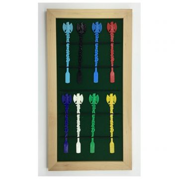 Framed 8 colors of Bacardi swizzle sticks