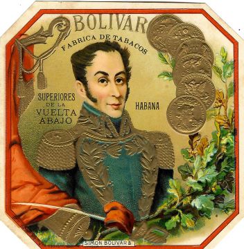 Bolivar Cigar Box label, 4.25 X 4.25 Cuban