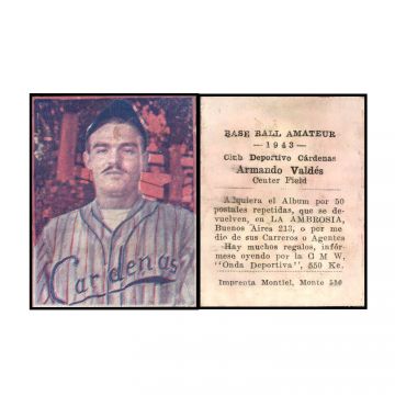 Armando Valdes, Cardenas Baseball Card 1943 Cuba