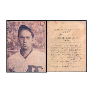 Julio C. Rodriguez Club A.D.C. Baseball Card 1943 - Cuba