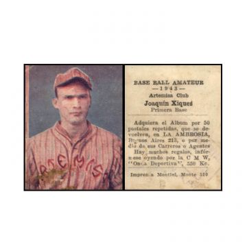 Joaquin Xiques Artemisa Baseball Card 1943 - Cuba