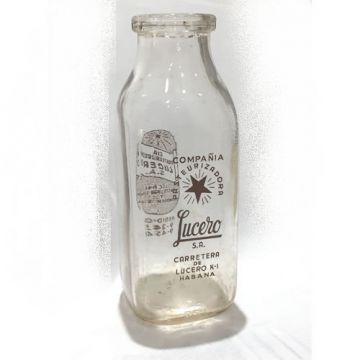Botella de leche Lucero. One Pint, 7 pulgadas de alto
