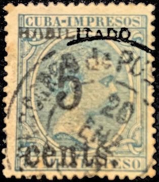1898 SC 191 Cuba Stamp, .5 Milesimas (Used)