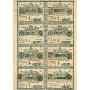 1844-08-09 Billete de Loteria Entero REPRODUCCION