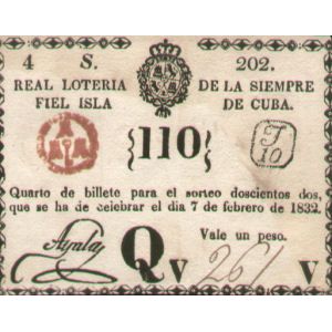 1832-02-07 Billete de Loteria