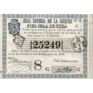 1845-09-06 Billete de Loteria