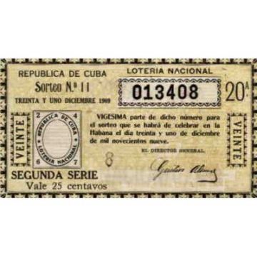 1909-12-31 Billete de Loteria Segunda Serie