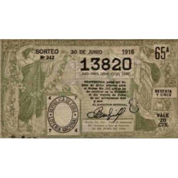 1916-06-30 Billete de Loteria