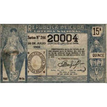 1916-07-20 Billete de Loteria