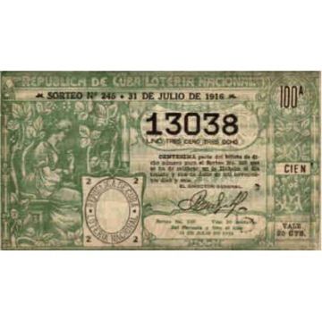 1916-07-31 Billete de Loteria