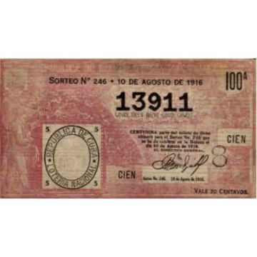 1916-08-10 Billete de Loteria