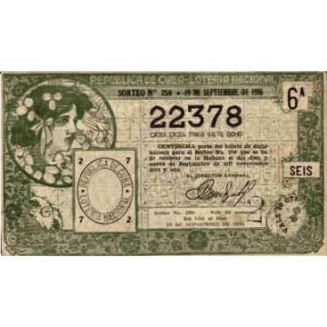 1916-09-19 Billete de Loteria