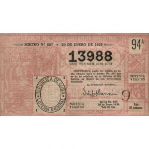1926-01-30 Billete de Loteria