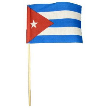 Cuban Flag Stick Hand 4 X 6 inches Bandera Cubana
