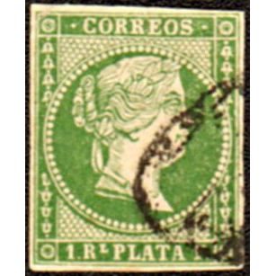 1857 SC 13a Cuba Stamp 1 Real de Plata, (Used)