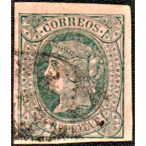 1864 SC 19 Cuba Stamp &#189; Real de Plata, (used)