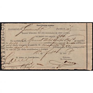1868 Guanabacoa, recibo de impuestos
