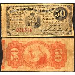 1872 Fifty cents from Banco Espanol de La Habana