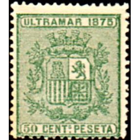1875 SC 65 Cuba Stamp 50 Pesetas, (New)