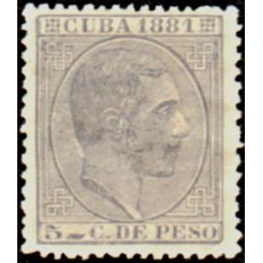 Vintage Cuba Single Stamps 1855 to 1898 > 1881 SC 97 Cuba Stamp 5 C de ...