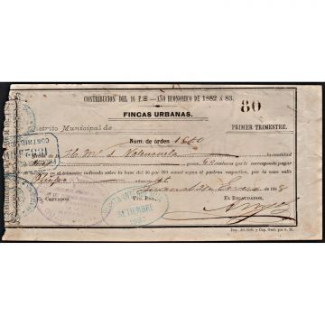 1888 Guanabacoa, recibo de impuestos