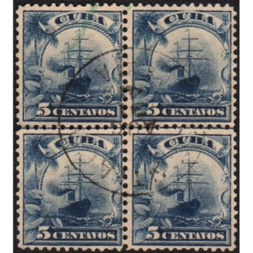 1899 SC 230 Cuba Stamp Block, 5 centavos (used)