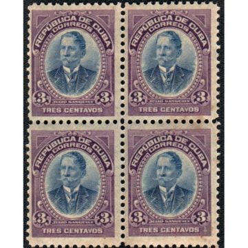 1910 SC 241 Cuba Stamp block, 3 cents (New)