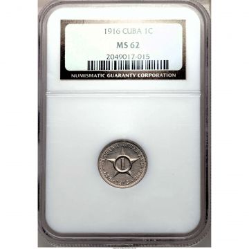1916 1 Centavo Cuba Coin MS62 KM# 9.1