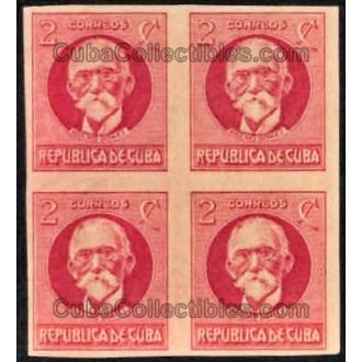 1926 SC 281 Block 4 stamps, Maximo Gomez, 2 cents.