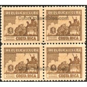 1937 SC 346 Block 4 stamps, Costa Rica Artistas y Escritores, 4 cent.