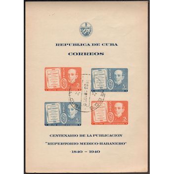 1950 Philatelic Souvenier, Centenario Publicacion Repertorio Medico