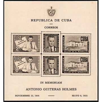 1935 Philatelic sheet, Antonio Guiteras, Perforated Grey stamps