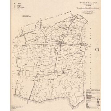 Alquizar, Cuba Mapa del Municipio, 1953 Original