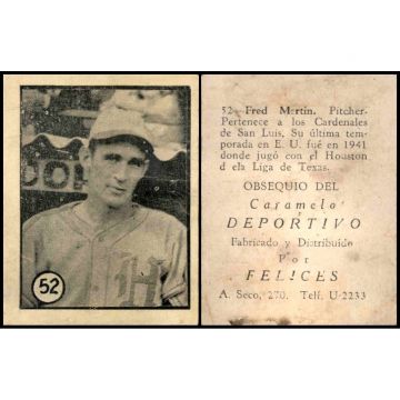 Fred Martin Baseball Card No. 52 - Cuba