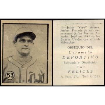 Julian Acosta Baseball Card No. 53 - Cuba