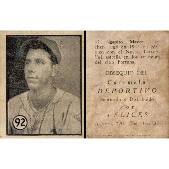 Vintage Cuba Caramelo Deportivo Felices 1945 - 1946 Baseball