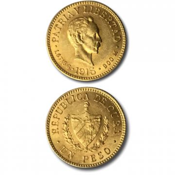 1915 1 Peso Cuba Gold Coin