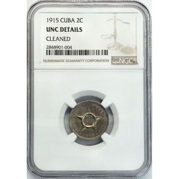 1915 2 Centavos Cuba Coin Unc. Details KM# A10