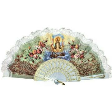 Abanico - Folding hand fan, painted images